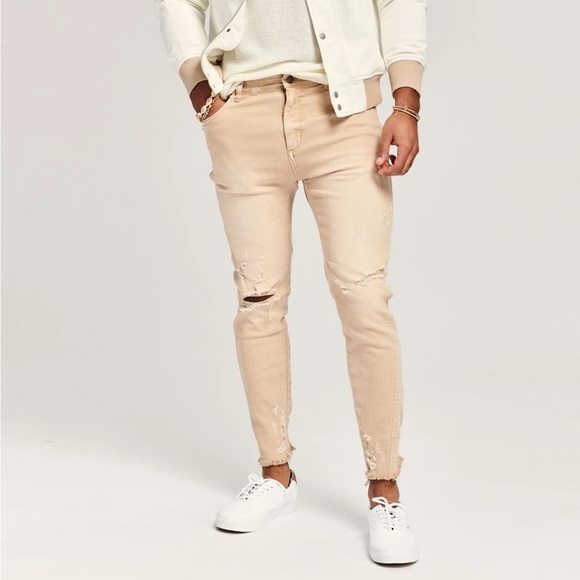 SER.O.YA Diego Tapered Cropped Jeans In Sand Dune - Picture 1 of 6